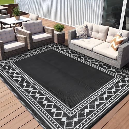 Waterproof Outdoor Rug 9x12, Reversible Plastic Straw Rug Waterproof Modern - Image 3