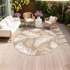 Pauwer Waterproof Outdoor Rug 6ft, Plastic Straw Patio Rug, Leaf Brown by Pauwer