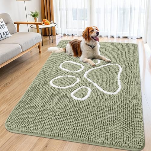 Smiry Dog Door Mat for Muddy Paws, Absorbent Non Slip Dirt Trapper by Smiry