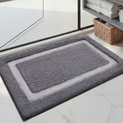 Color&Geometry Gray Bathroom Rugs 36x24, Extra Soft Absorbent Microfiber Bath by COLORG
