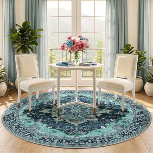 RELEANY Washable Area Rug, Round 5ft - Image 2