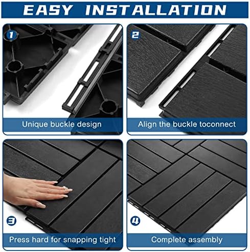 Treela 48 Pcs Plastic Interlocking Patio Deck Tiles 12"x12" - Image 5