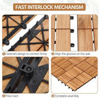 Yaheetech 108PCS Acacia Interlocking Deck Tiles Outdoor Patio Flooring - Image 6