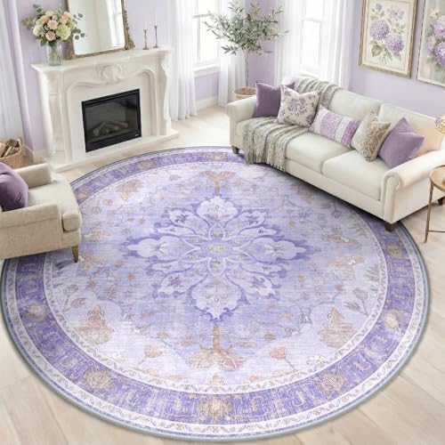 RELEANY Washable Area Rug, Round 8ft by RELEANY
