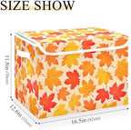 Bolaz Storage Bins with Lids and Handles, Autumn Maple Leaf Yellow Fallen - Image 3