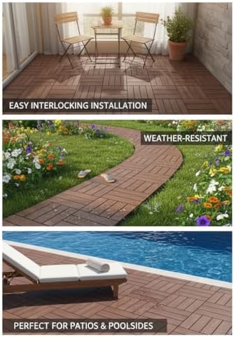 Interlocking Deck Tiles, Outdoor Patio Flooring, 44 Pack All Weather Waterproof - Image 7