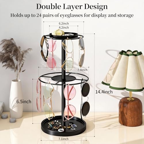 LSK 2-Tier Sunglass Organizer, Metal Glasses Stand - Image 4