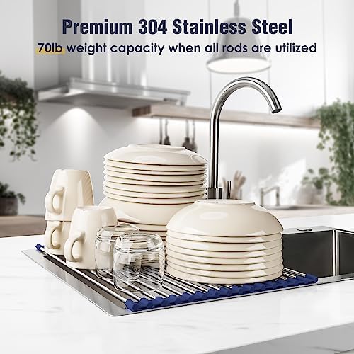 Tomorotec Roll Up Dish Drying Rack Over Sink, 304 Steel - Image 5