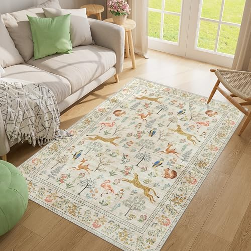 DUKINO 4x6 Area Rug, Non Slip Animal Washable Rug - Image 6