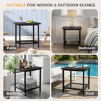 2-Tier Outdoor Side Table with Storage, Weather Resistant Patio End Table - Image 6