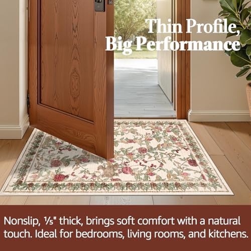 jinchan 2x6 Runner Rug Floral Vintage Washable Area Rug - Image 5