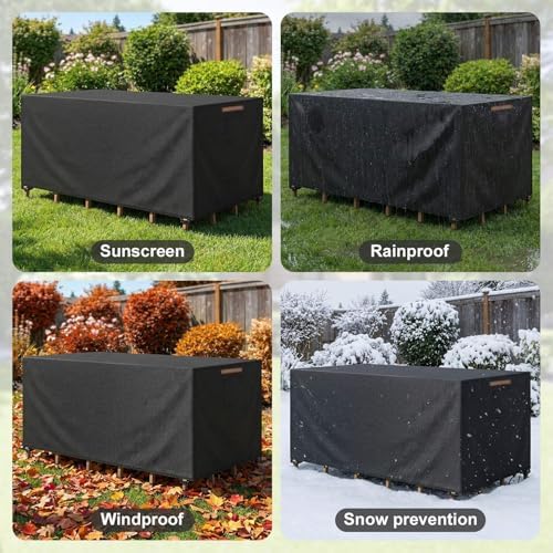 Patio Rectangular Table Chair Set Cover Waterproof 420D Heavy Duty Large - Image 7
