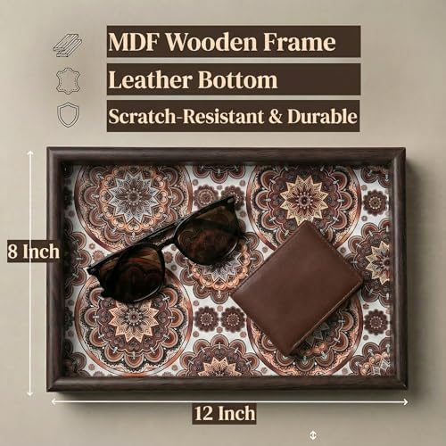 Wooden Valet Tray with Leather Base - Image 6