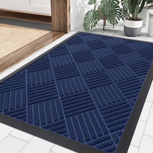 Smiry Front Door Mat Outside Entrance, Natural Rubber Doormat, 35x23 Inch by Smiry