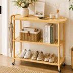 3-Tier Rolling Entryway Table, 30.6'' Narrow Bamboo Console Table - Image 2