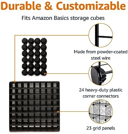 Amazon Basics 6-Cube Wire Grid Stackable Storage Organizer, Metal Shelving Unit - Image 3