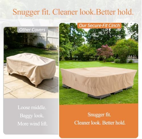 WJ-X3 Large Rectangular Beige Patio Table Cover - Image 5