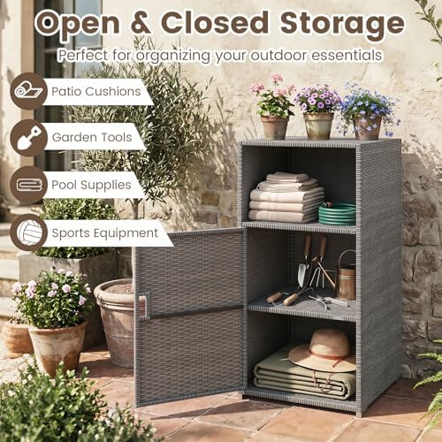 Tangkula Rattan Outdoor Storage Cabinet - Image 3