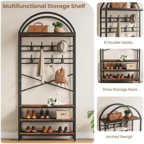 Garvee Coat Rack with Shoe Storage, 16 Hooks, Entryway Organizer - Image 3