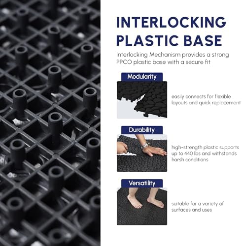 60 Pcs Floor Tiles, Pebble Pattern Plastic Interlocking Deck Tiles, Outdoor - Image 5