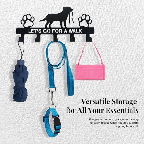 Dog Leash Holder for Wall, 5 Metal Hooks - Image 6