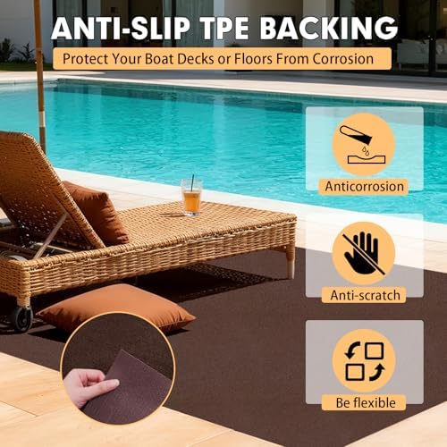 Grefinity Marine Carpet, 6 FT x 10 FT Brown Indoor Outdoor Carpet - Image 5
