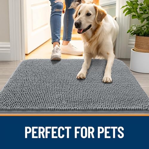 OLANLY Dog Door Mat for Muddy Paws 40x32, Super Absorbent Chenille Mud Mat - Image 6