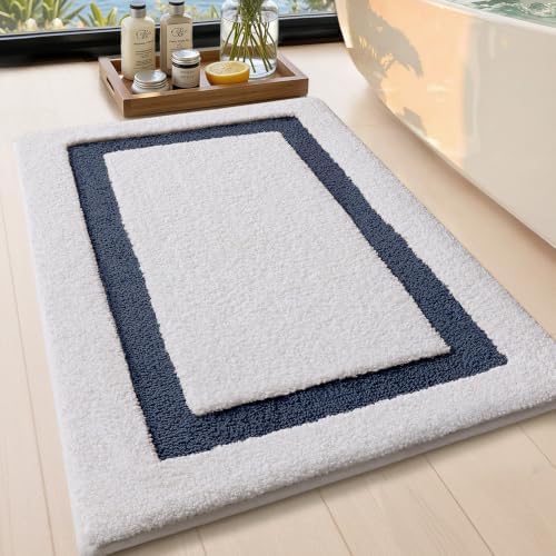 Color&Geometry White Bathroom Rugs 36x24, Extra Soft Absorbent Microfiber Bath - Image 6