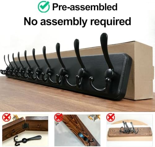 WEBI Coat Rack Wall Mount, 38 9/16" Long, 10 Tri Hooks - Image 5