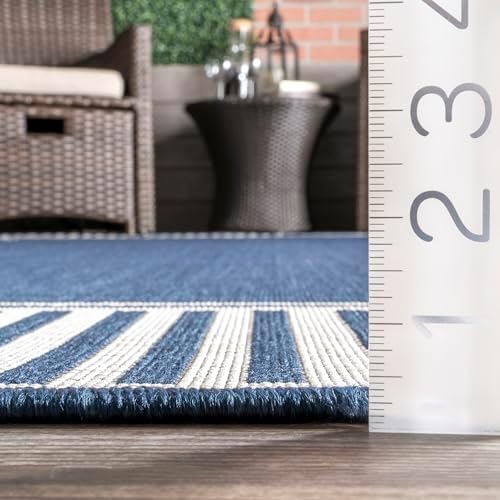 nuLOOM Asha Navy Bordered Power Loomed Indoor/Outdoor Area Rug - Image 3