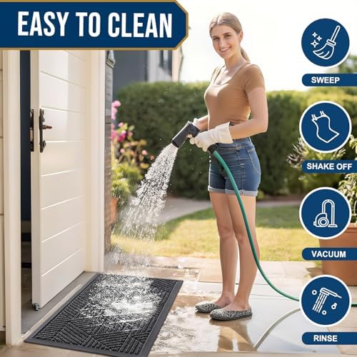 Smiry Front Door Mat Outside Entrance, Low Profile Rubber Doormat - Image 6