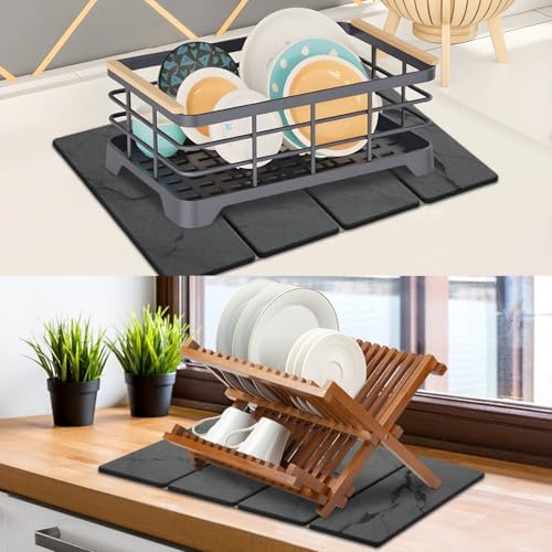 Large Stone Dish Drying Mat for Kitchen Counter, Foldable Water Absorbing - Image 2