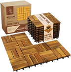 Acacia Wood Interlocking Deck Tiles, Patio & Backyard Tile, 12 in by GREENALLUVIUM