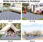Smiry Outdoor Rug 4x6 ft Waterproof Reversible Boho Mat - Image 7