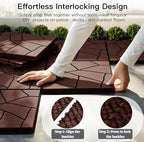 Interlocking Deck Tiles Outdoor Waterproof 44 Pack, Plastic Snap Together Patio - Image 4