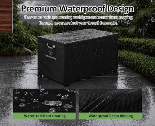 QH.HOME Fire Pit Cover Rectangular 42", 600D Heavy Duty 100% Waterproof - Image 5
