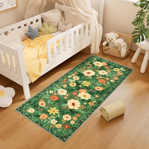 DUKINO 2x5 Runner Rug, Floral Washable Rug - Image 6