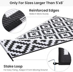 Smiry Outdoor Rug 10x14 ft Waterproof Reversible Boho Mat - Image 4