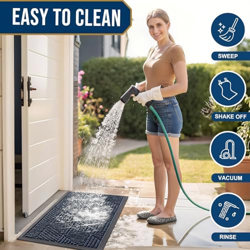 Smiry Front Door Mat Outside Entrance, Low Profile Rubber Doormat - Image 6