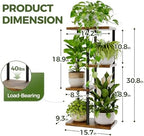 Bamworld Plant Stand 4 Tier Corner Metal Shelf Brown - Image 3