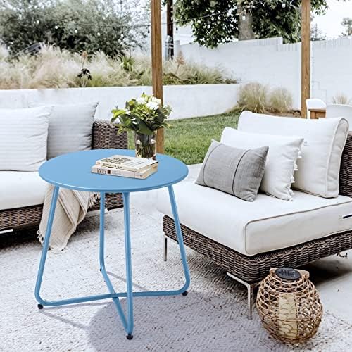 Small Patio Side Table, Round Metal Side Table, Weatherproof, Outdoor End Table - Image 2