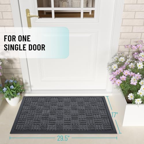 OLANLY Front Door Mat Outside Entrance 29.5x17, Heavy-Duty Rubber Doormat - Image 2