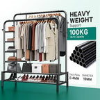 Clothes Rack with Shelves, Double Rods Clothing Rack - Image 2