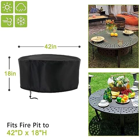 420D Fire Pit Cover 42" D x 18" H fit - Image 2