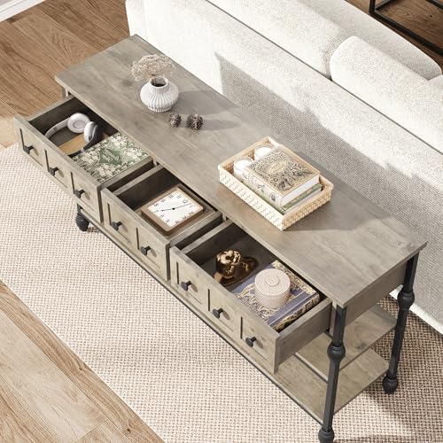 Garvee 52" Console Table with 3 Drawers, Roman Column Entryway Table, Narrow - Image 3