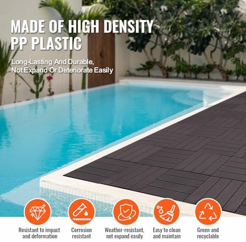 VEVOR 54 sq. ft Plastic Interlocking Deck Tiles, 54 Pack, Patio Floor Decking - Image 6