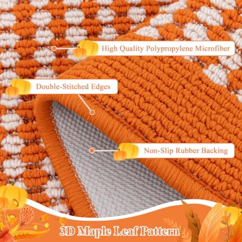 Ileading Fall Hallway Runner Rug Washable Orange Autumn Kitchen Mat 2x6 ft - Image 4
