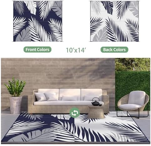 GENIMO Outdoor Rug, Waterproof Plastic Rugs 10'x14' - Image 2