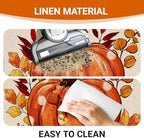 Fall Pumpkin Kitchen Rugs Set of 2, Autumn Thanksgiving Leaves Floor - Image 5