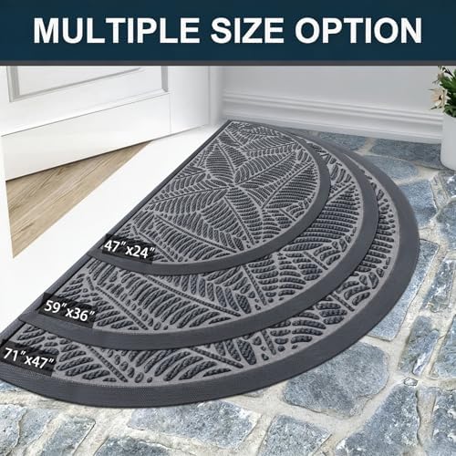 Colorxy Half Circle Waterproof Door Mat, Sturdy Rubber Doormat - Image 7